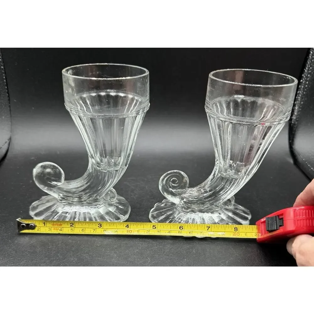Set of 2 Jeannette Glass Cornucopia 